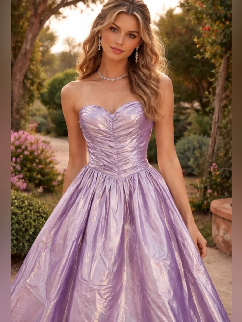 GUNNE SAX Jessica McClintock Purple Prom Gown 5 Iridescent 80s Bridgerton Formal - Picture 2 of 11